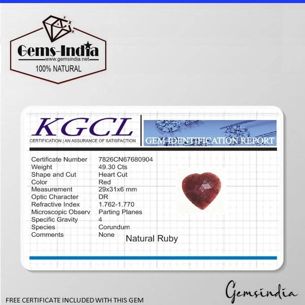 Certified 49.30 Ct Natural Dark Red Ruby Heart Checker Cut Loose Gem For Pendant