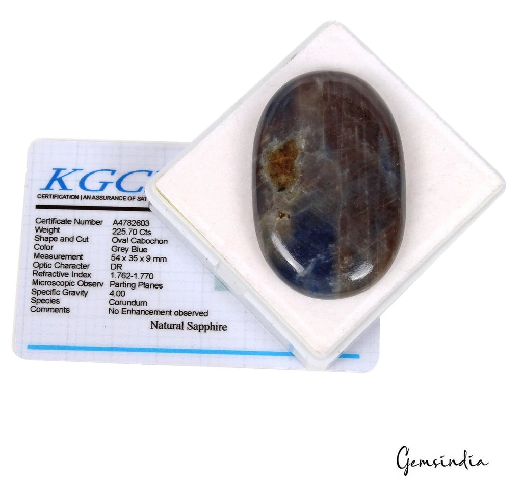 Blue Sapphire Cabochon, Untreated, Brown — 54 x 35 x 9 mm, 225.70 Ct, Madagascar