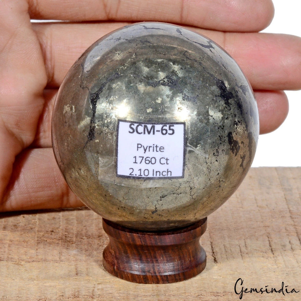 1760 Cts Natural Gold Pyrite Gem Sphere Crystal Specimen Healing Minerals 2..1"