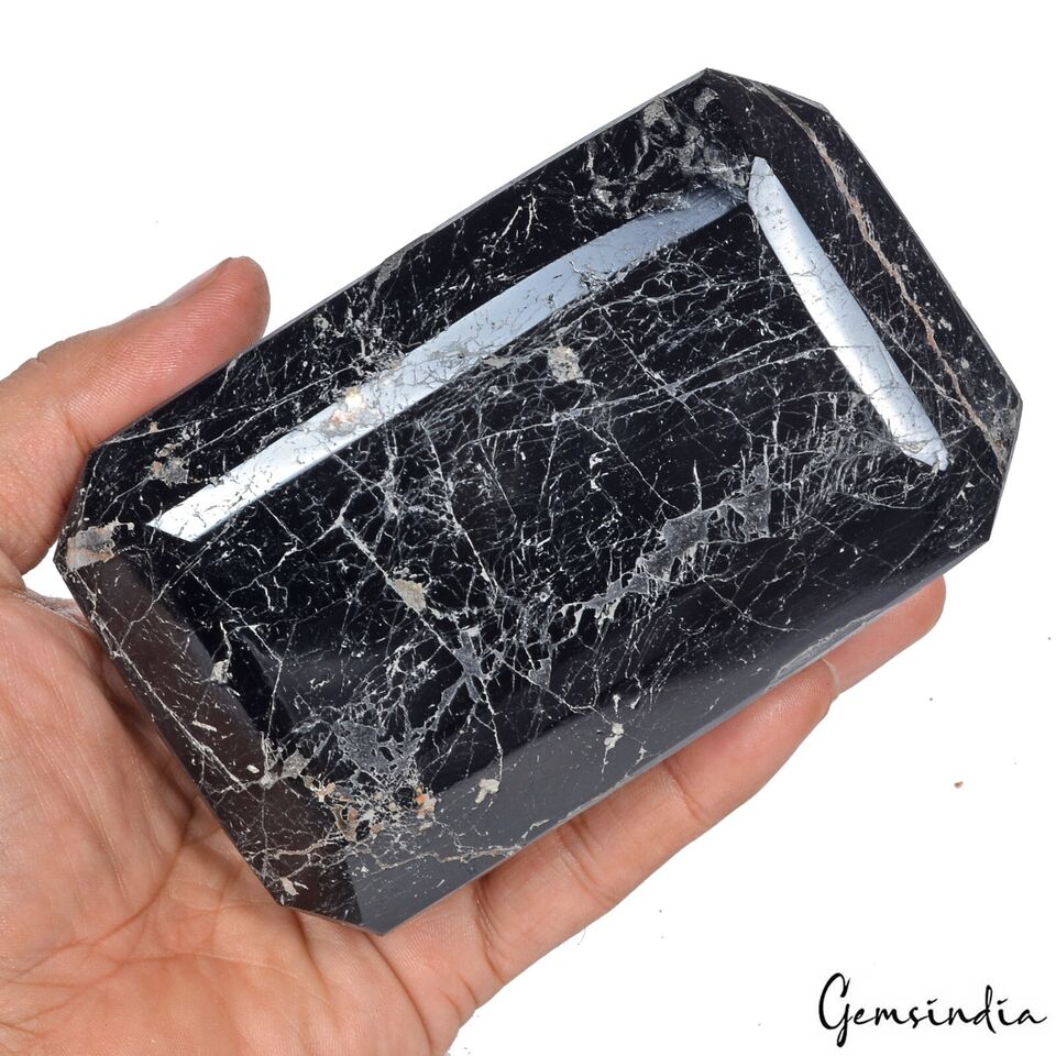1.2 Kg Natural Rare Black Tourmaline Octagon Cut Large Loose Gemstone 4.8*3*2.5"
