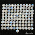 100 Pc Natural Rainbow Moonstone 9-10mm Round Blue Shine Cabochon Gems ~420 Ct
