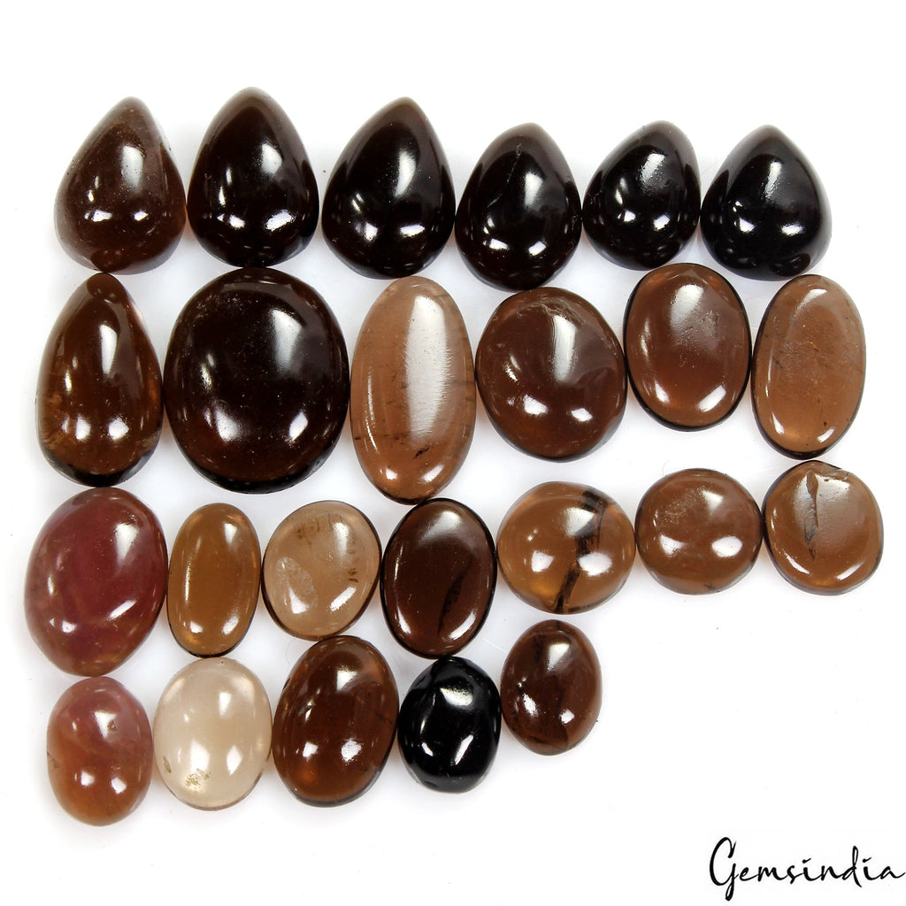 200 Cts Natural Brown Smoky Quartz Mix Cabochon Loose Untreated Gemstones~24 Pcs