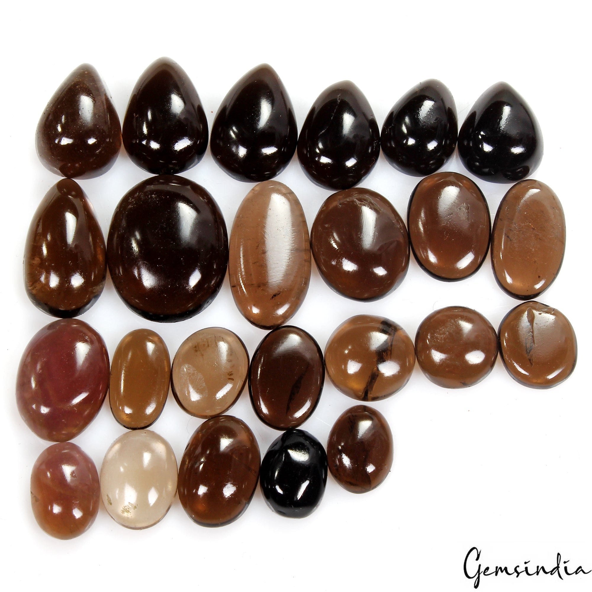 200 Cts Natural Brown Smoky Quartz Mix Cabochon Loose Untreated Gemstones~24 Pcs