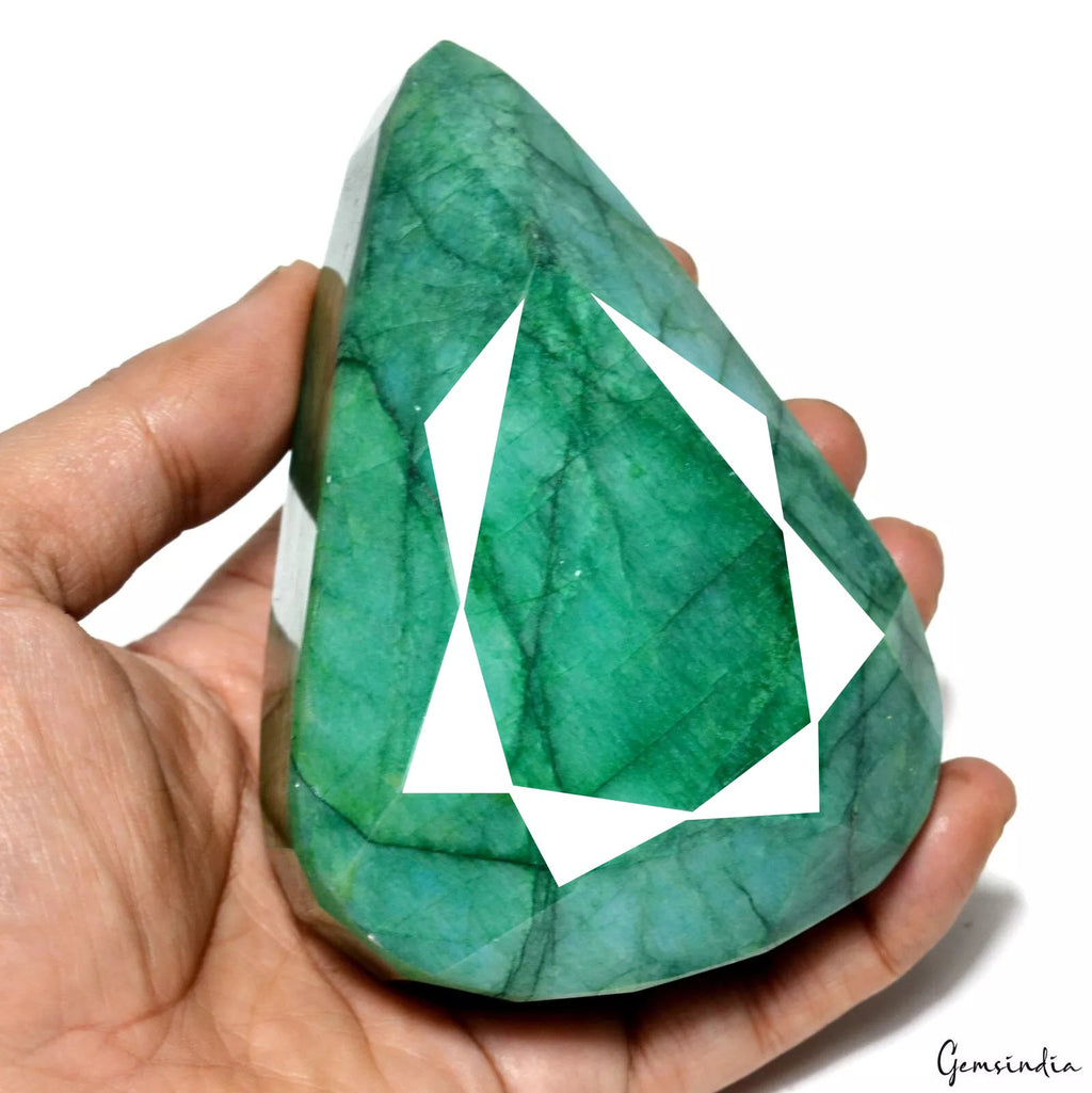 Certified 3250 Ct Natural Green Emerald Huge Earth Mined Pear Faceted Gemstone