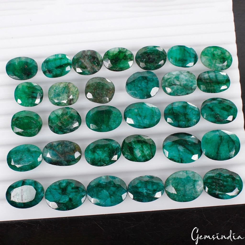 380 Ct/31Pcs Natural Brazilian Green Emerald Oval Cut Loose Gems Lot For Jewelry