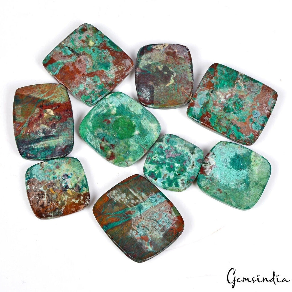 450 Cts/9 Pcs Natural Untreated Bi Color Chrysocolla Cushion Cab Loose Gems Lot