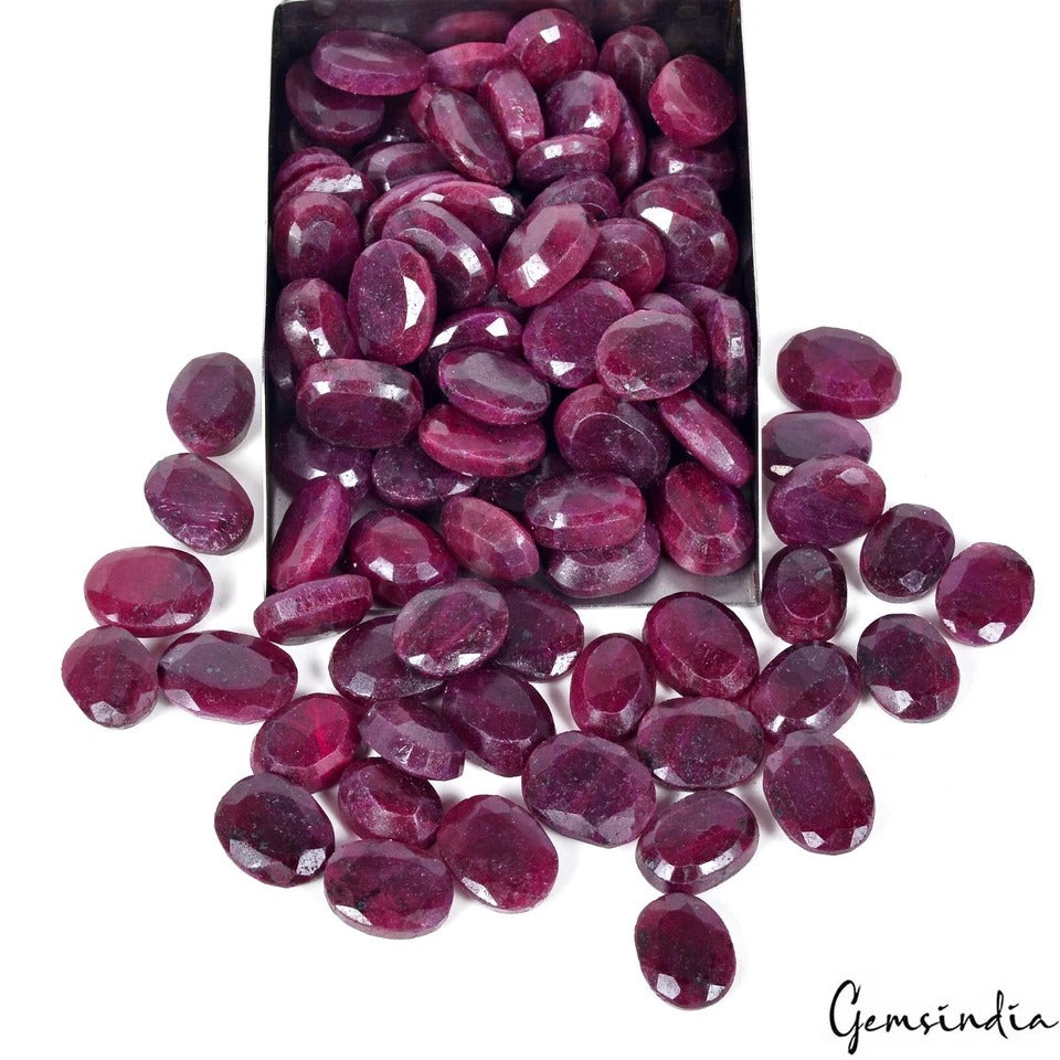 2000 Cts/102 Pcs Natural African Dark Red Ruby Oval Faceted Cut Loose Gems Lot