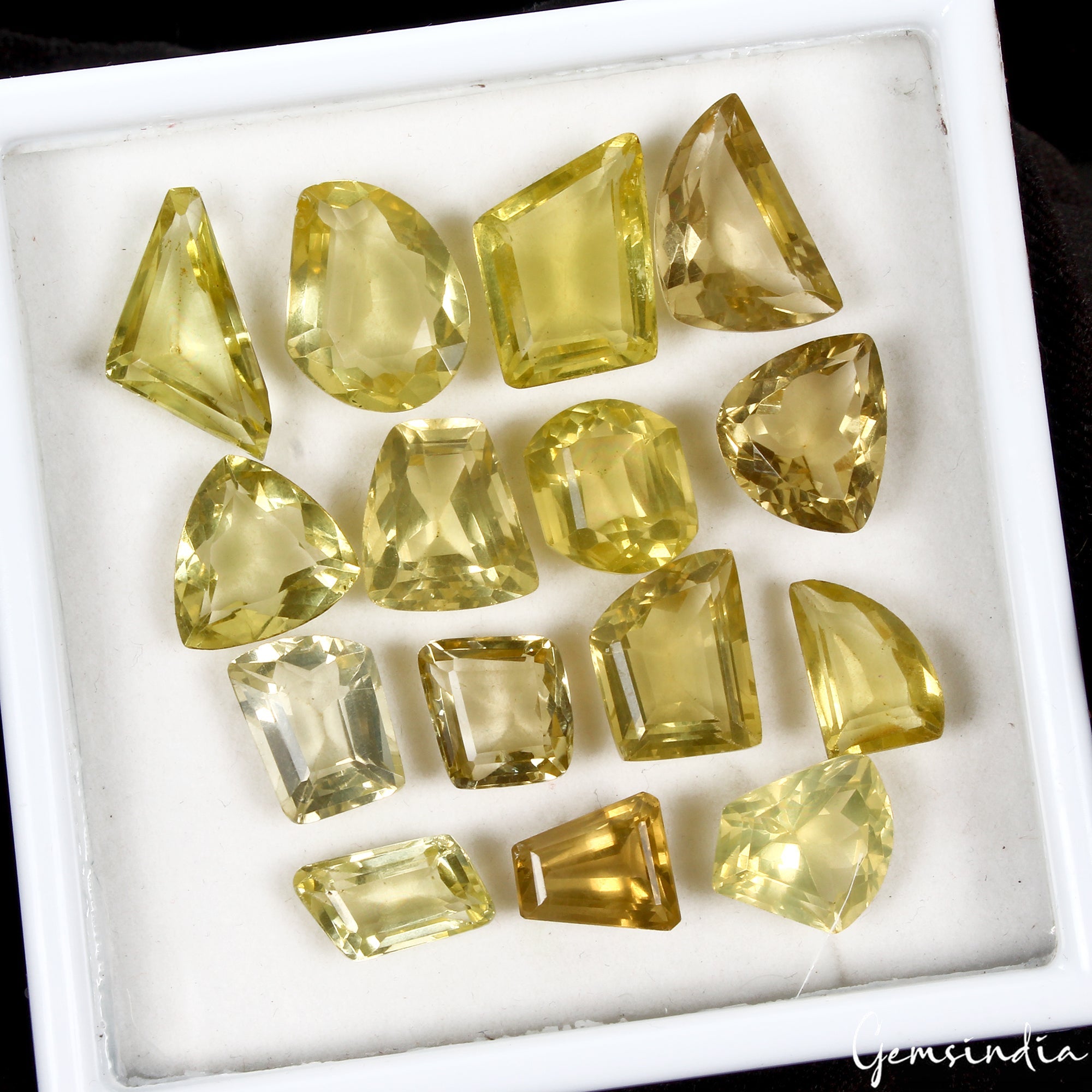 166.55 Cts/15 Pcs Natural Untreated Lemon Quartz Citrine Mix Cut Loose Gemstones