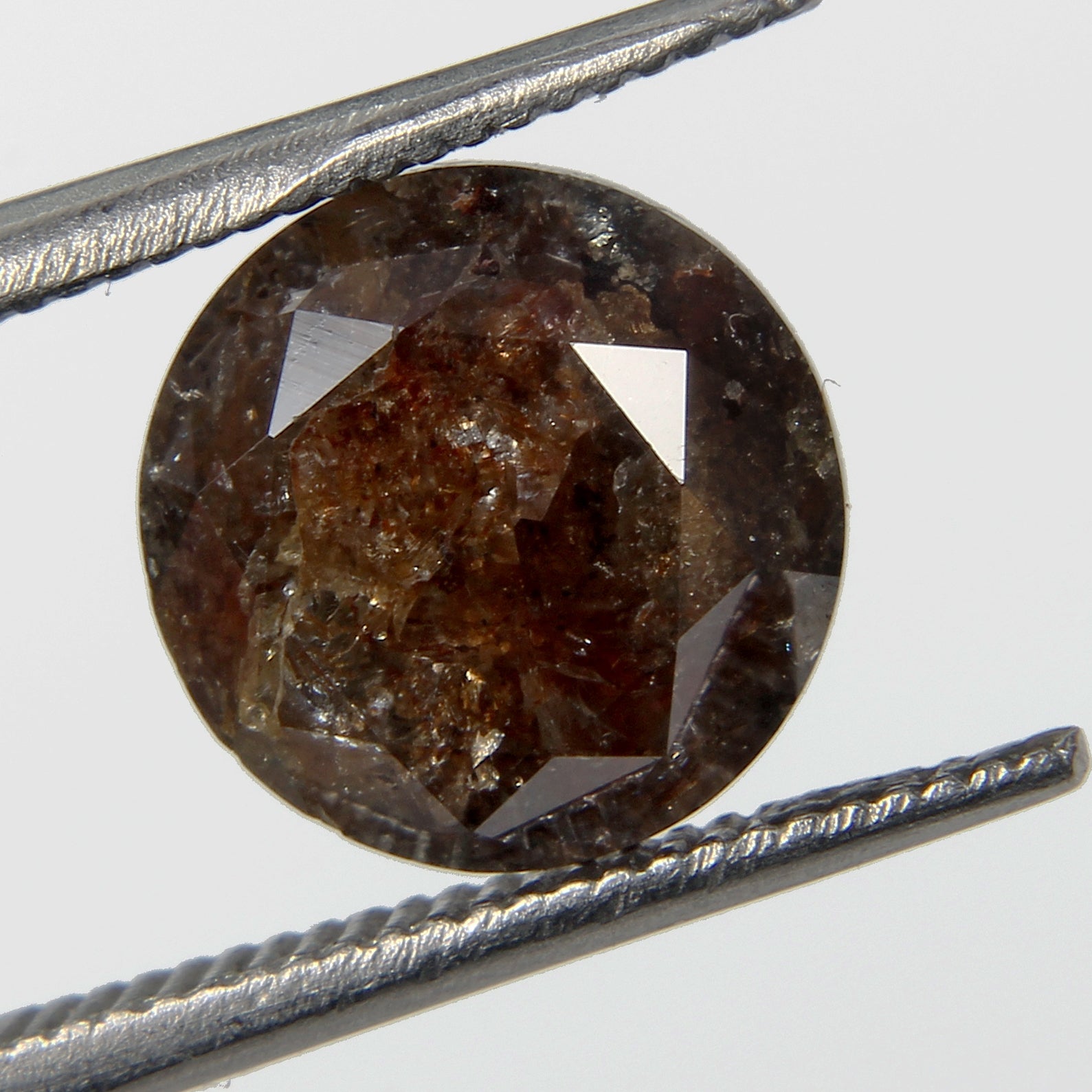 Round Rustic Cognac Brown Loose Diamond 3.05 Ct. Natural Salt And Pepper Diamond