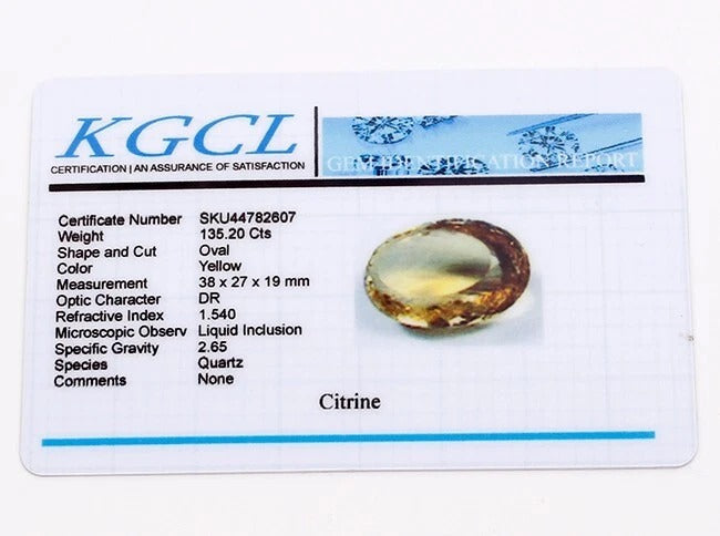 Certified 135.20 Cts Natural Brazilian Yellow Citrine Oval Faceted Precious Gem