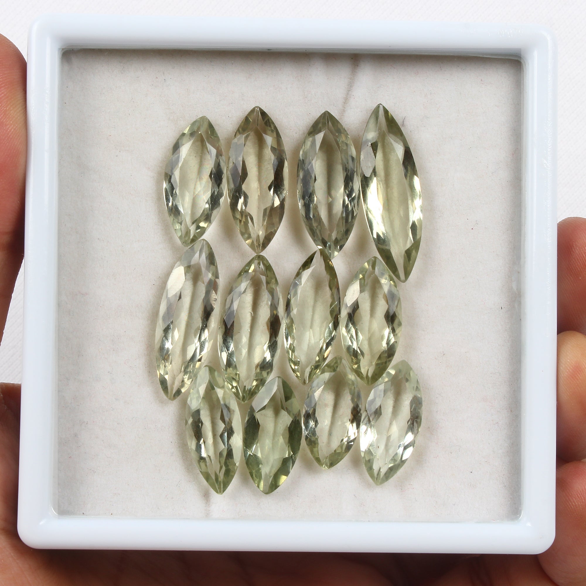Marquise Natural Top Rich Green Amethyst Brazil VVS 110.90 Ct 19-31mm Gemstones