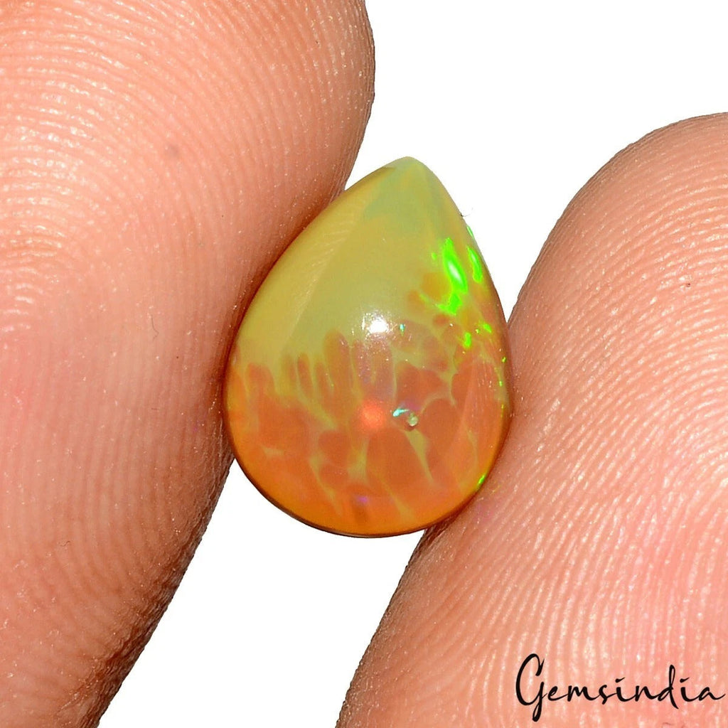 Certified 1.75 Cts Natural Untreated Multi Color Shine Ethiopian Opal Pear Gem