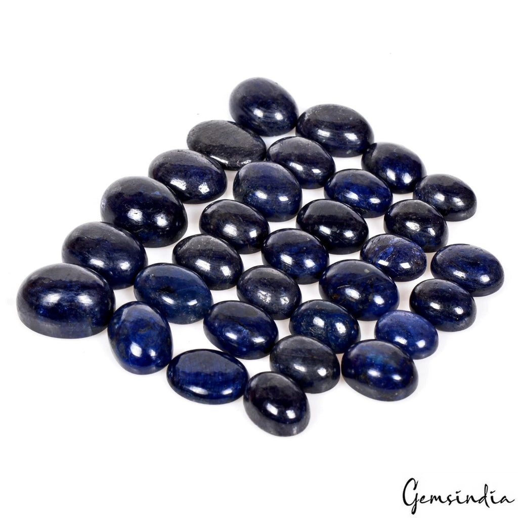Blue Sapphire Lot, Cabochon, Color Enhanced — 31 Pieces, 9mm to 15mm, 250.00 Ct