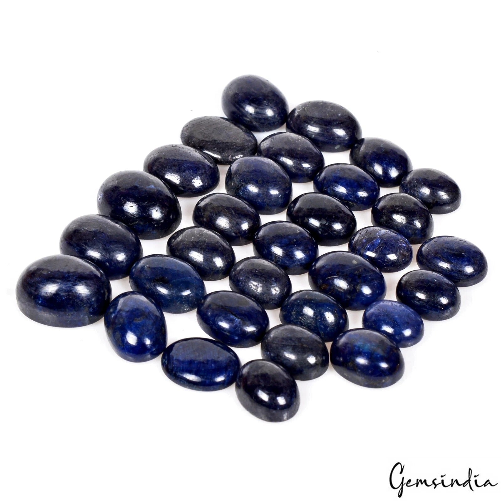 Blue Sapphire Lot, Cabochon, Color Enhanced — 31 Pieces, 9mm to 15mm, 250.00 Ct