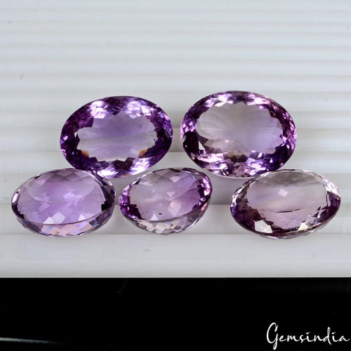 Amethyst Lot, Loose Gemstone, Untreated — 5 Pieces, 19mm to 24mm, 155.50 Ct
