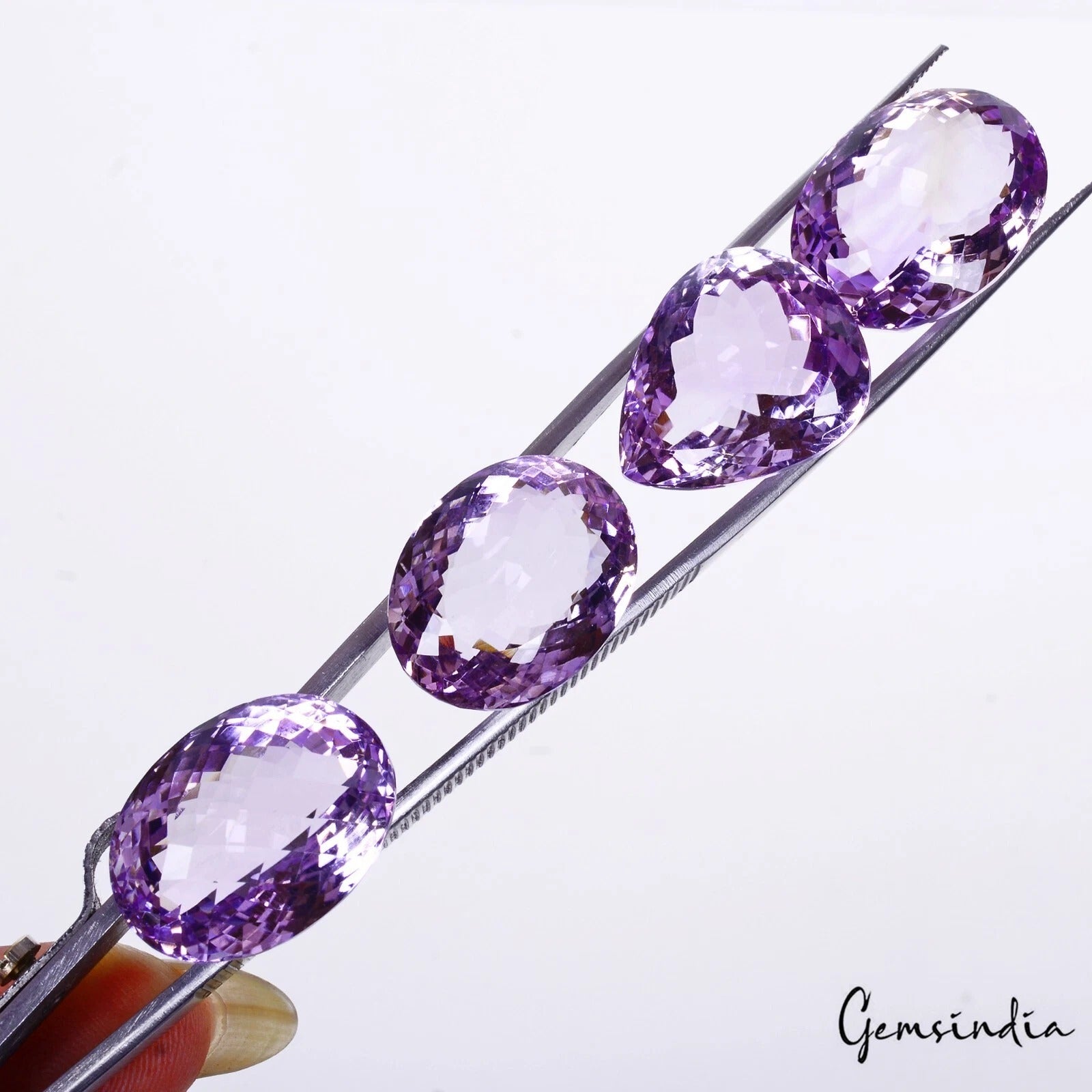 Amethyst Lot, Loose Gemstone, Untreated, Purple — 4 Pieces, 19mm to 21mm, 86.70 Ct, India