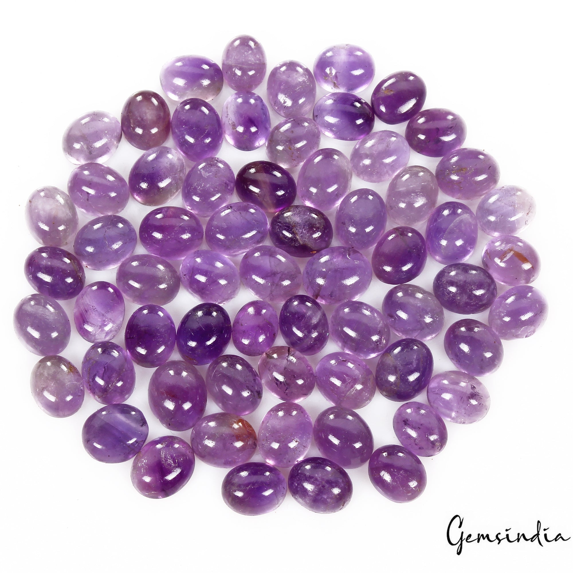 270 Cts/62 Pcs Natural Untreated Purple Amethyst Round Cab Gems Lot For Jewelry