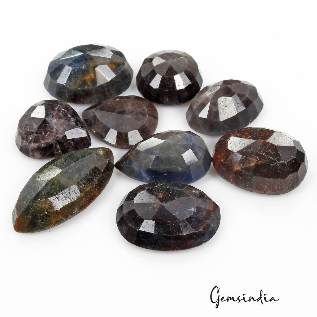 630 Cts/9 Pcs Natural Untreated Blue Brown Sapphire Mix Cut Loose Wholesale Gems