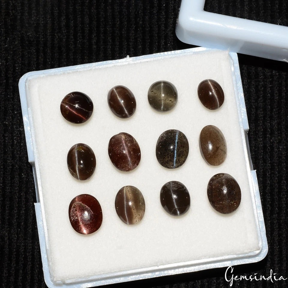 Natural Untreated Spectrolite Cats Eye Mix Cab Loose Gemstones 20.50 Ct/6mm-9mm