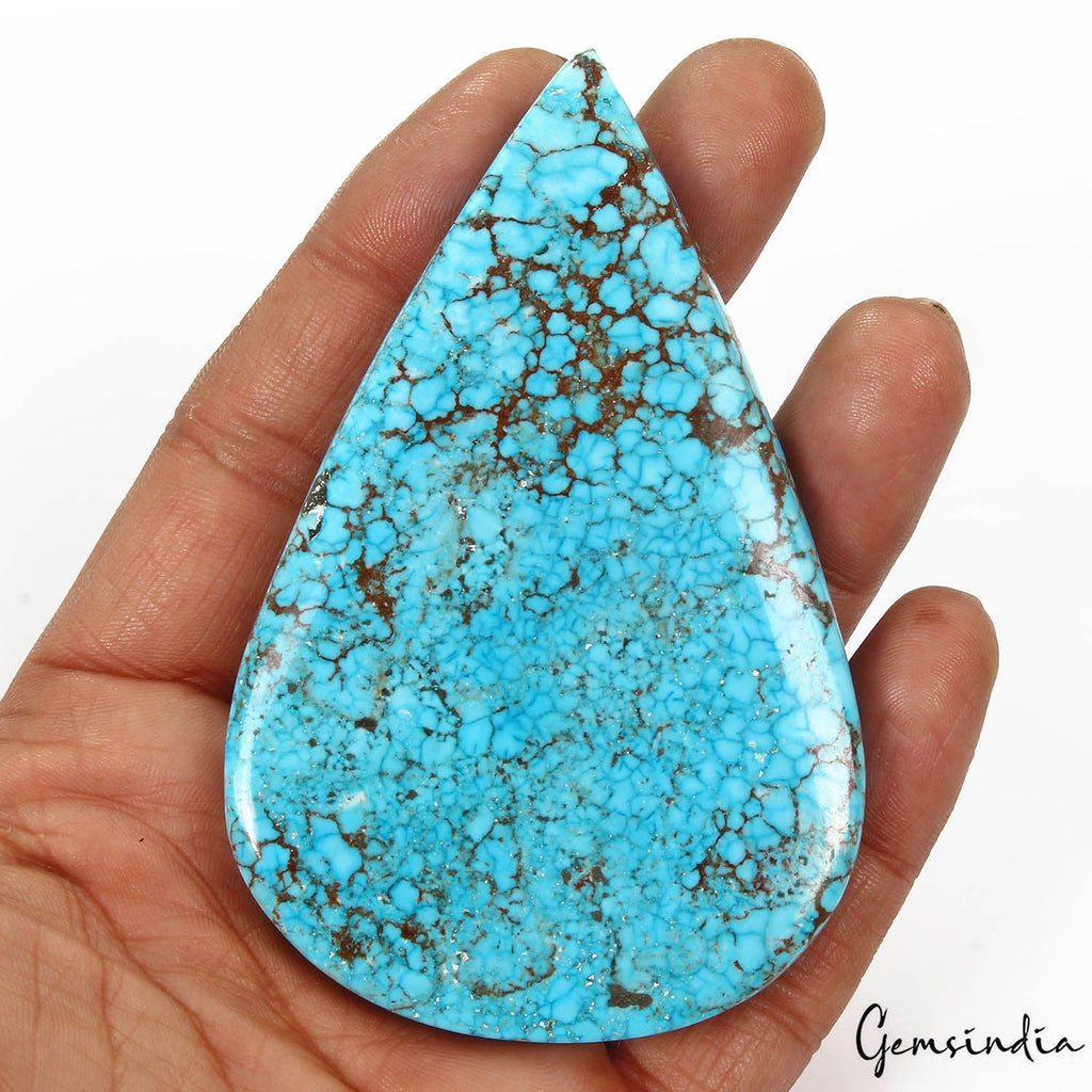 470 Ct Natural Blue Spiderweb USA Arizona Turquoise Pear Cab Loose Huge Gemstone