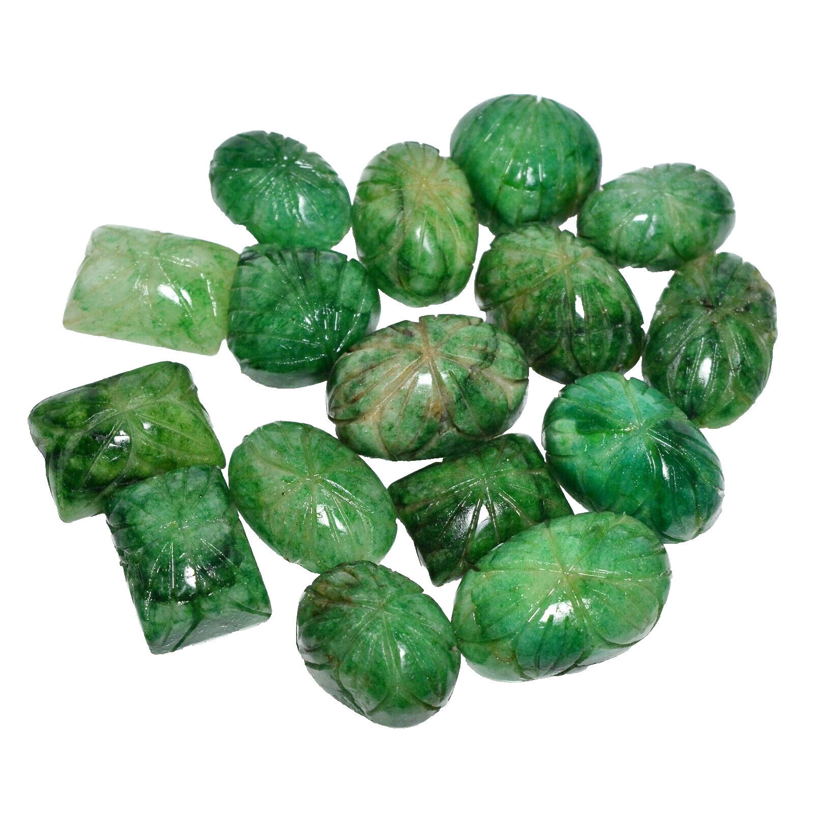 1180 Ct/16 Pcs Natural Green Emerald Beautiful Carving Pendant Size Gemstones