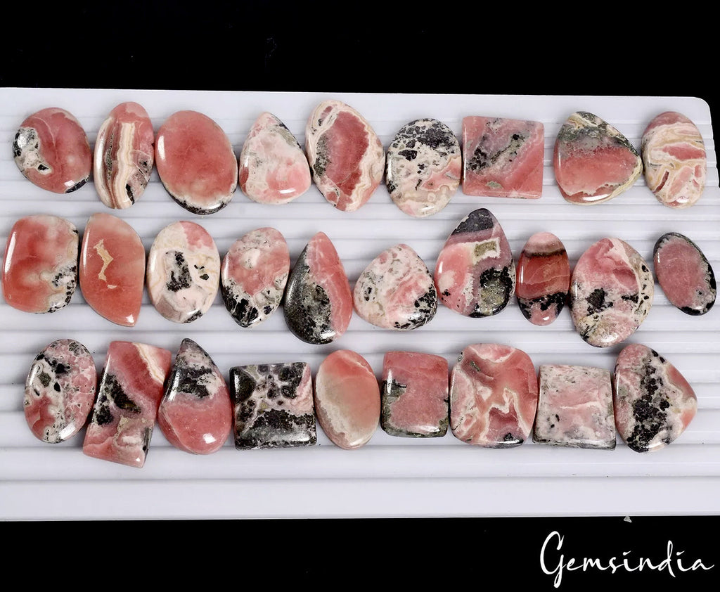 1100 Ct/28 Pcs Natural Untreated Pink Rhodochrosite Mix Cab Loose Wholesale Gems