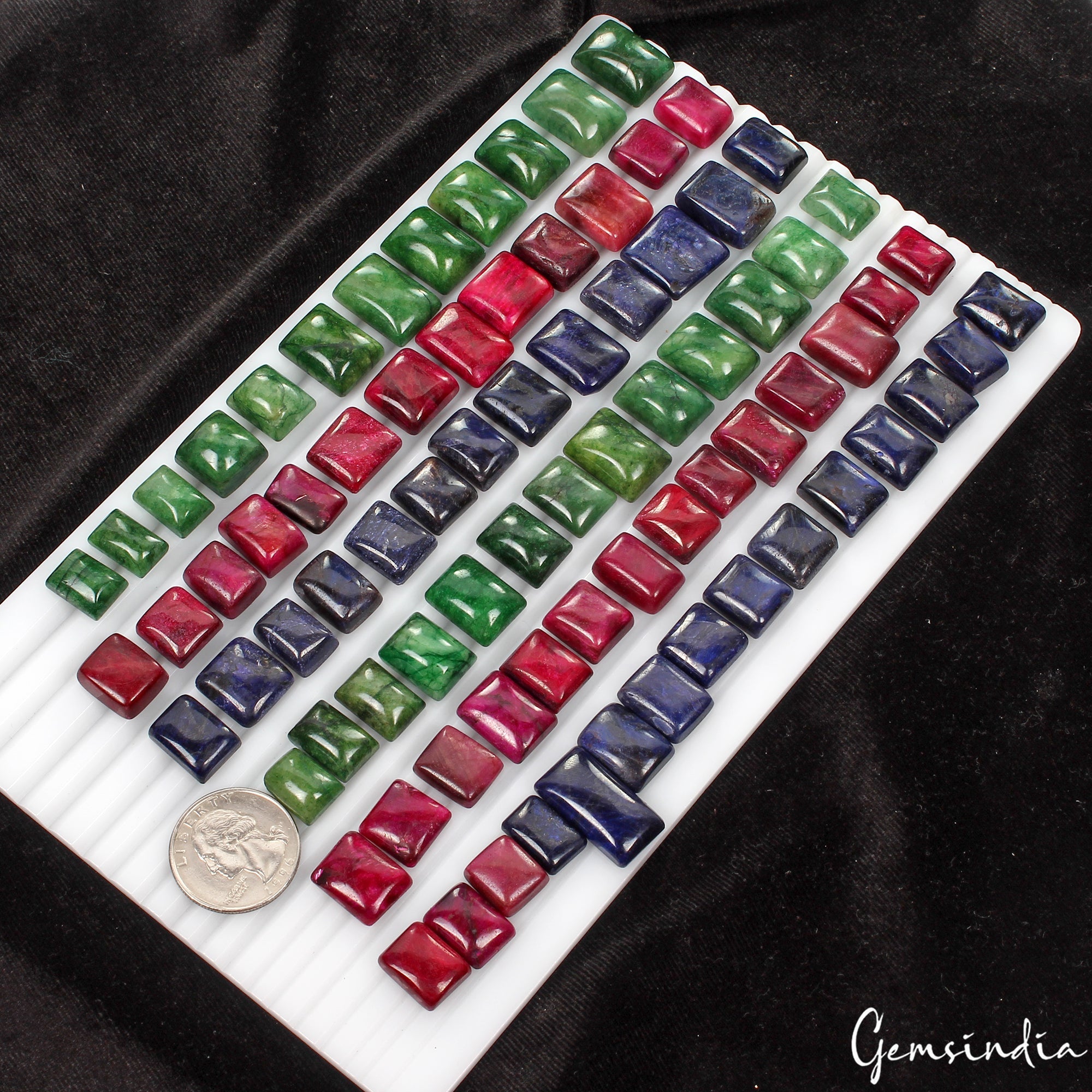 1300 Ct Natural Ruby Emerald Sapphire Mix Cabochon Shape Loose Gemstones~80 Pcs
