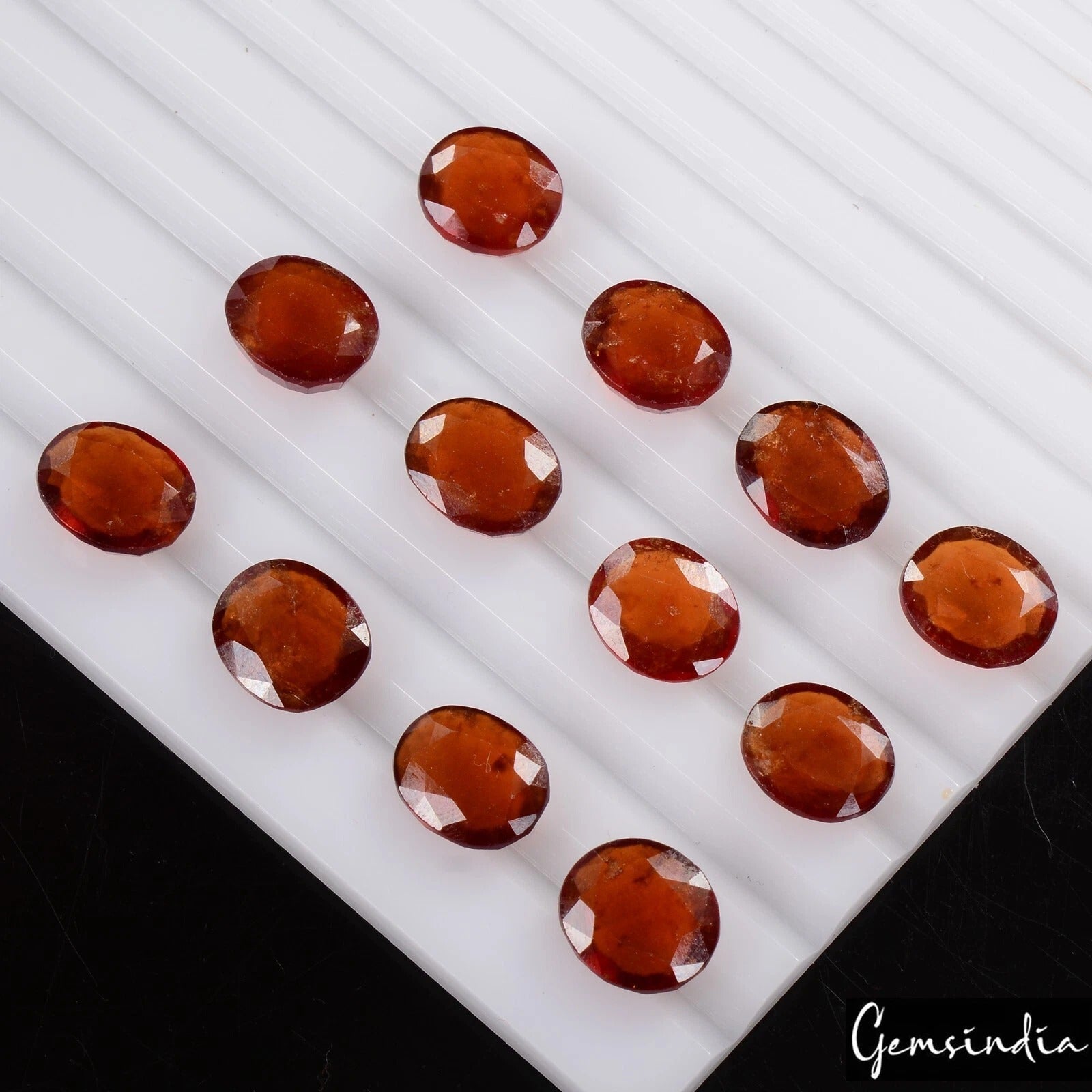 12 Pc Natural Hessonite Garnet Oval Cut Loose Untreated Ceylon Gemstones~63.20Ct