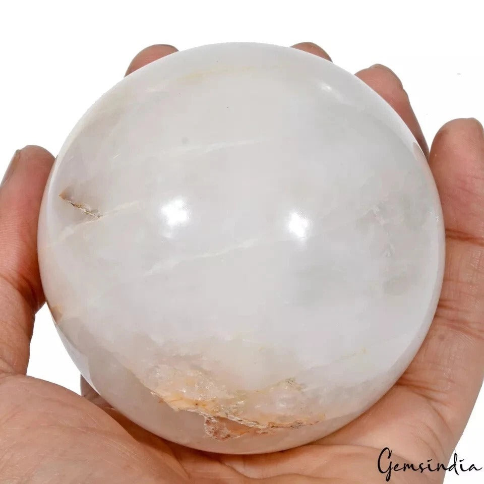 White Quartz Sphere — 3.2 Inch in diameter, 0.74 Kg (3720 Ct), Madagascar