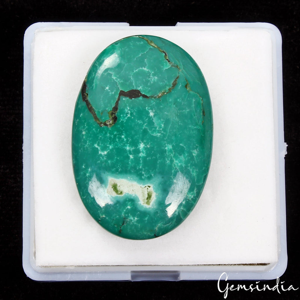 62.10 Cts Natural Rare Green Turquoise Oval Cabochon Loose Gemstone For Pendant