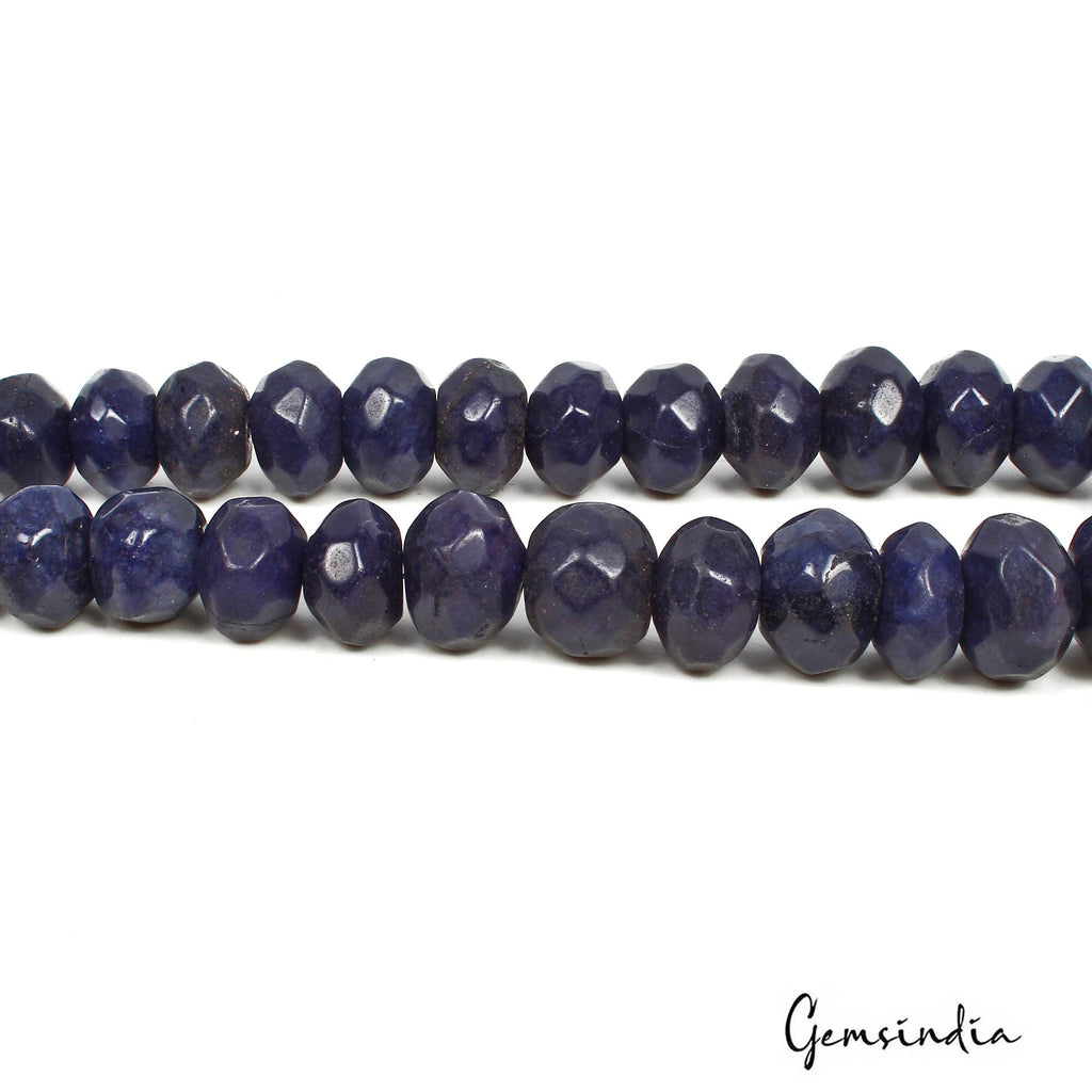 380 Cts/31 Pcs Natural Dark Blue Quartz Round Faceted Drilled Bead Strand 12"
