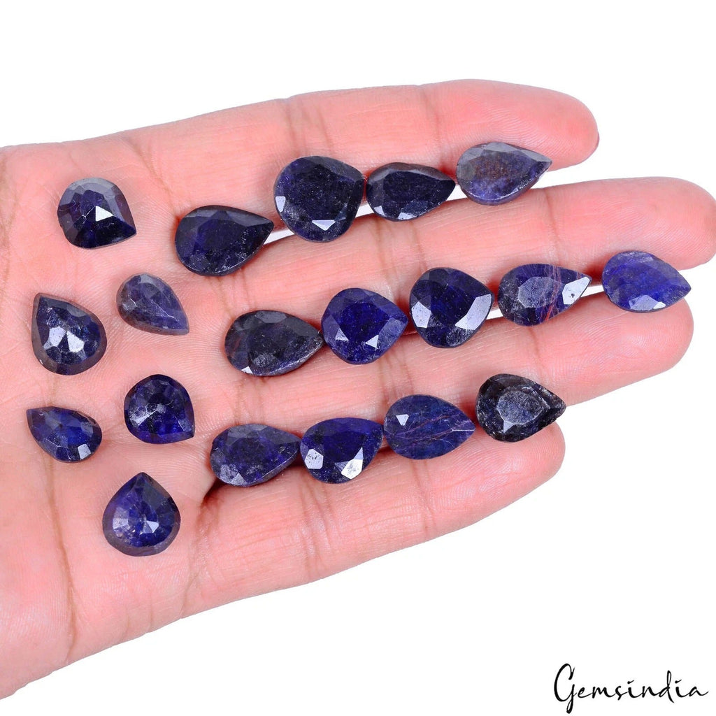 Certified 167 Ct Natural Blue Sapphire Pear Cut Loose Ring Size Gemstones~19 Pcs