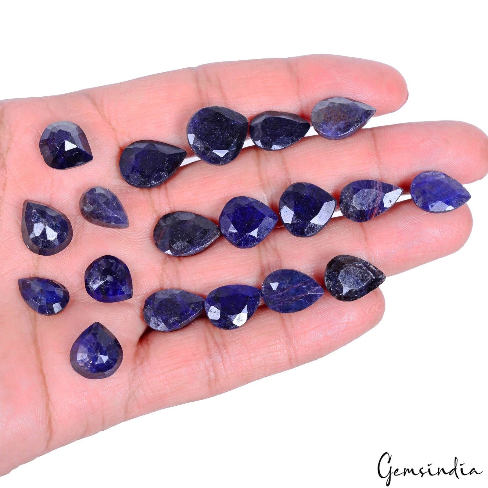 Certified 167 Ct Natural Blue Sapphire Pear Cut Loose Ring Size Gemstones~19 Pcs