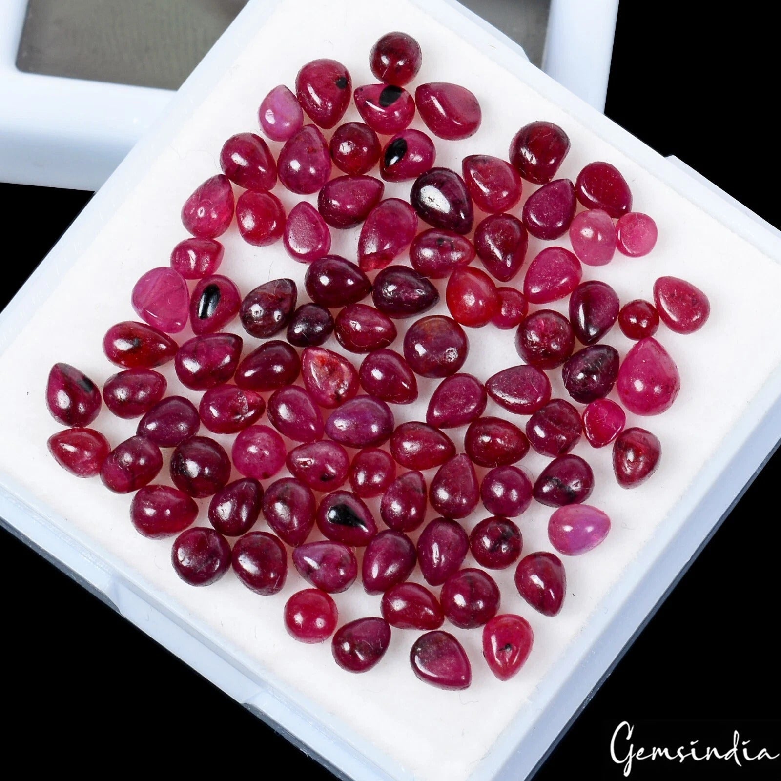 Natural Red Ruby Mix Cab Loose Gemstone Certified 25.20 Ct Lot 87 Pc For Jewelry