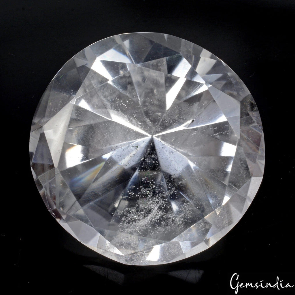 Certified 530 Cts Natural Untreated White Crystal Quartz Round Faceted Loose Gem