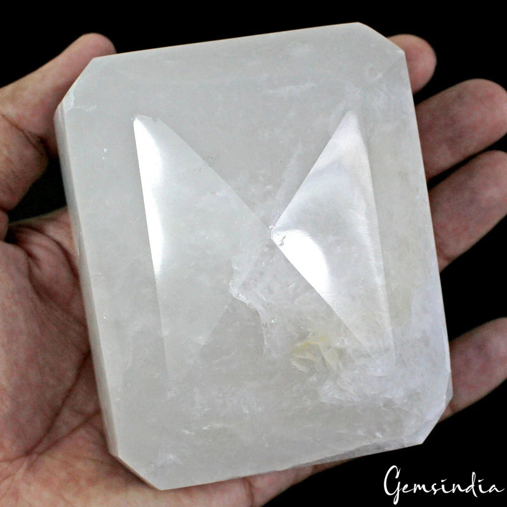 1.23 Kg 100%Natural HUGE White Quartz Octagon Cut Gemstone Brazil Perfect Shape