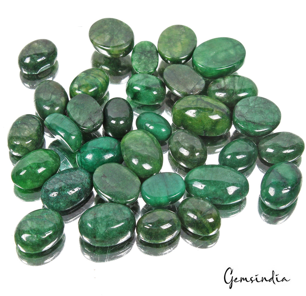 420 Ct/32 Pcs Natural Brazilian Dark Green Emerald Oval Cab Loose Gems For Jewel