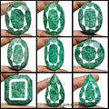 Loose Faceted Green Emerald 3500 Ct. Natural Mix Cut Loose Gemstone Lot 9 Pcs