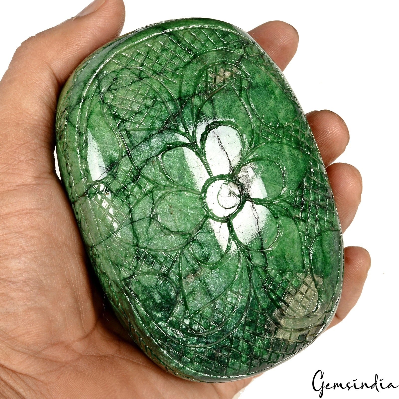 3400 Ct Natural Green Brazilian Emerald Oval Hand Carved Earth Mined Loose Gems