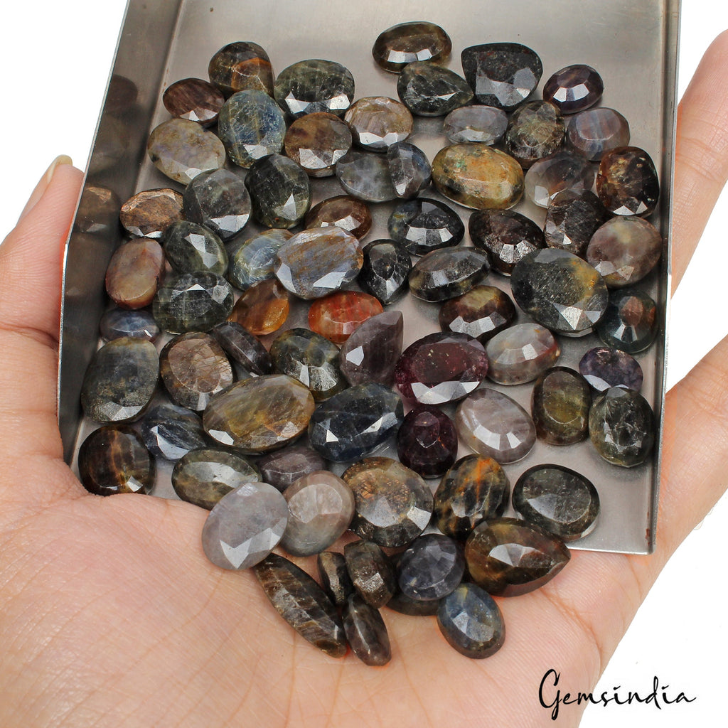 570 Ct Natural Untreated Black Sapphire Oval Faceted Loose Gemstone Lot 71 Pcs