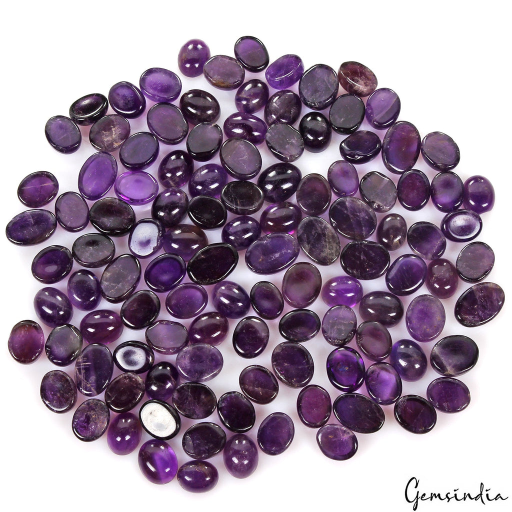 500 Cts Natural Purple Amethyst Oval Cabochon Loose Polished 9mm-14mm Gemstones