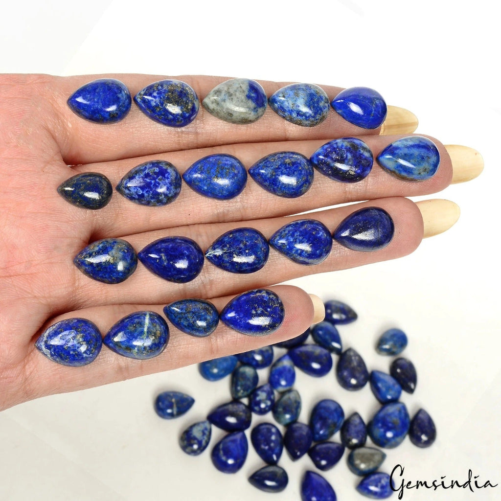 Natural Lapis Lazuli Rare Pear Cabochon 10-16mm Wholesale Loose Gems Lot~53 Pcs