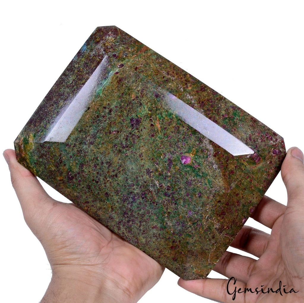 2.9Kilo~Rare Natural Ruby Fuchsite Earth Mined Octagon Cut Museum Grade Gemstone