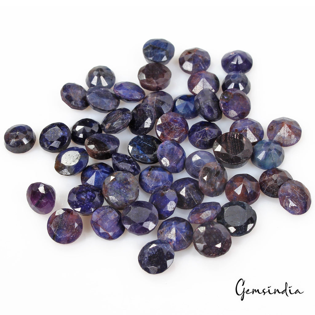 136.80 Cts/50 Pcs Natural African Dark Blue Sapphire Round Cut Gems For Jewelry