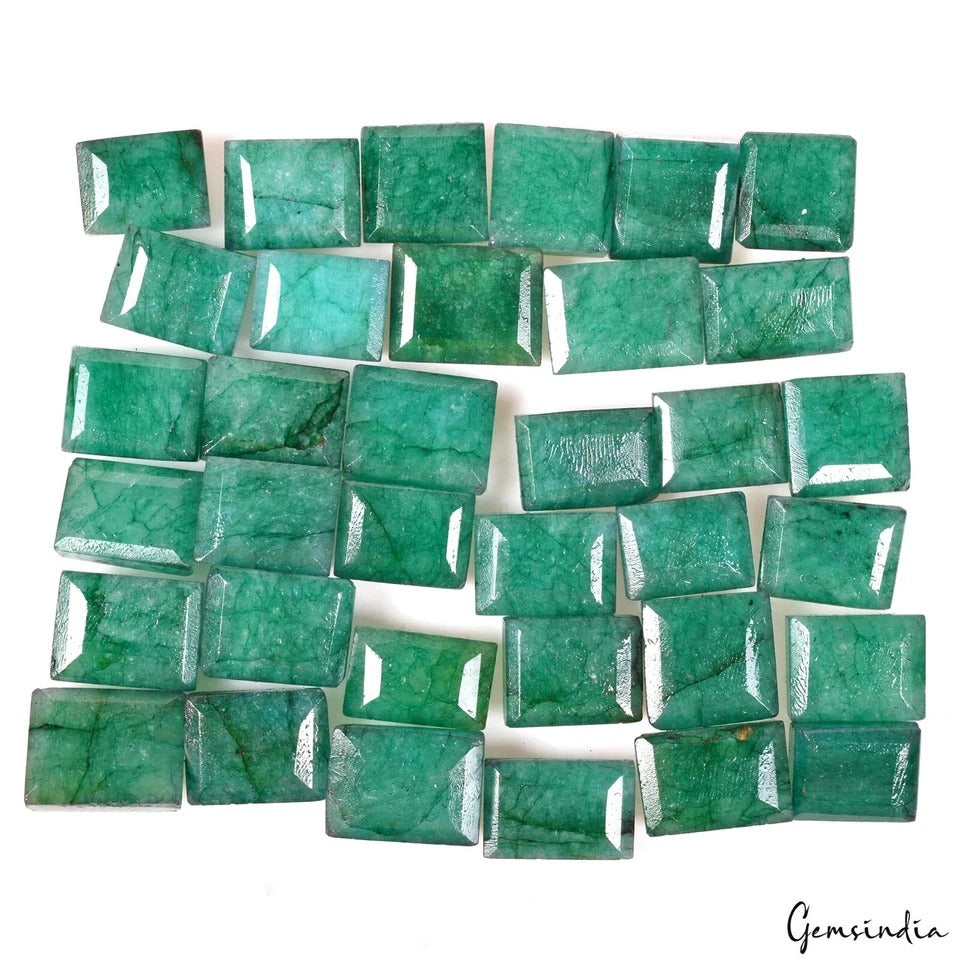 530 Ct Natural Green Brazilian Emerald Baguette Faceted Cut Loose Gems Lot 35 Pc