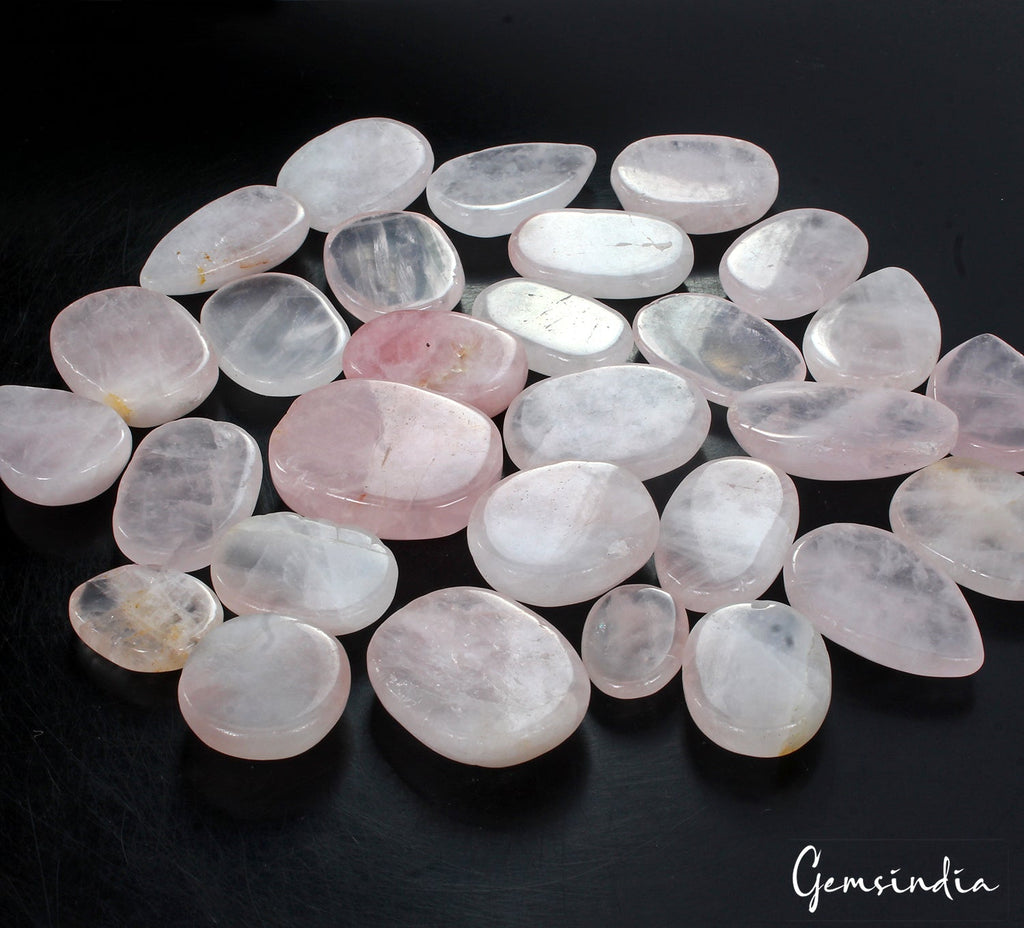 29Pcs Natural Rose Quartz 21-37mm Cabochon Loose Untreated Gemstones 1600 Ct