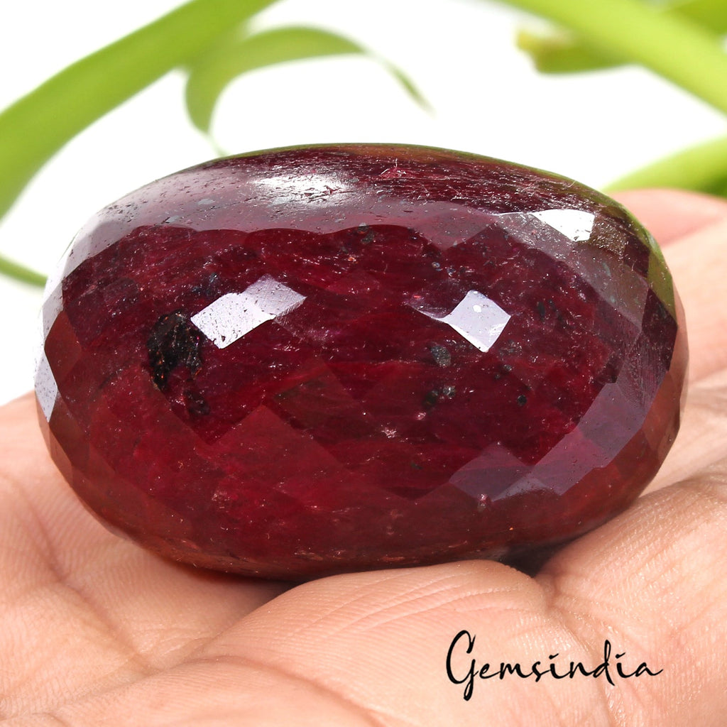 Large 700 Ct Natural Red Ruby Round Center Drilled Loose Bead Gems For Jewelry