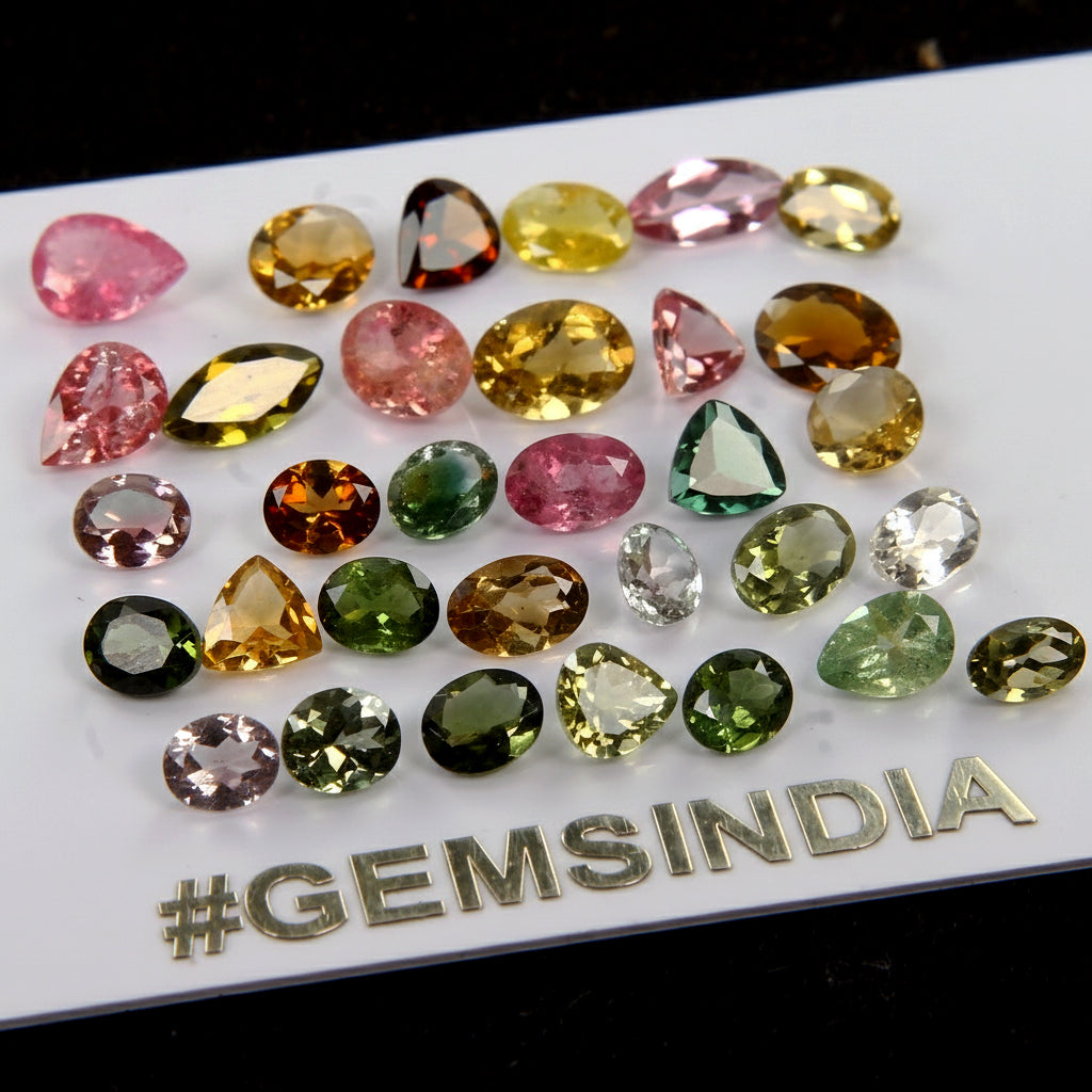 Natural Multi Tourmaline Mix Shape Cut Loose Gemstone Lot 4-8mm 15 Cts 32 Pcs
