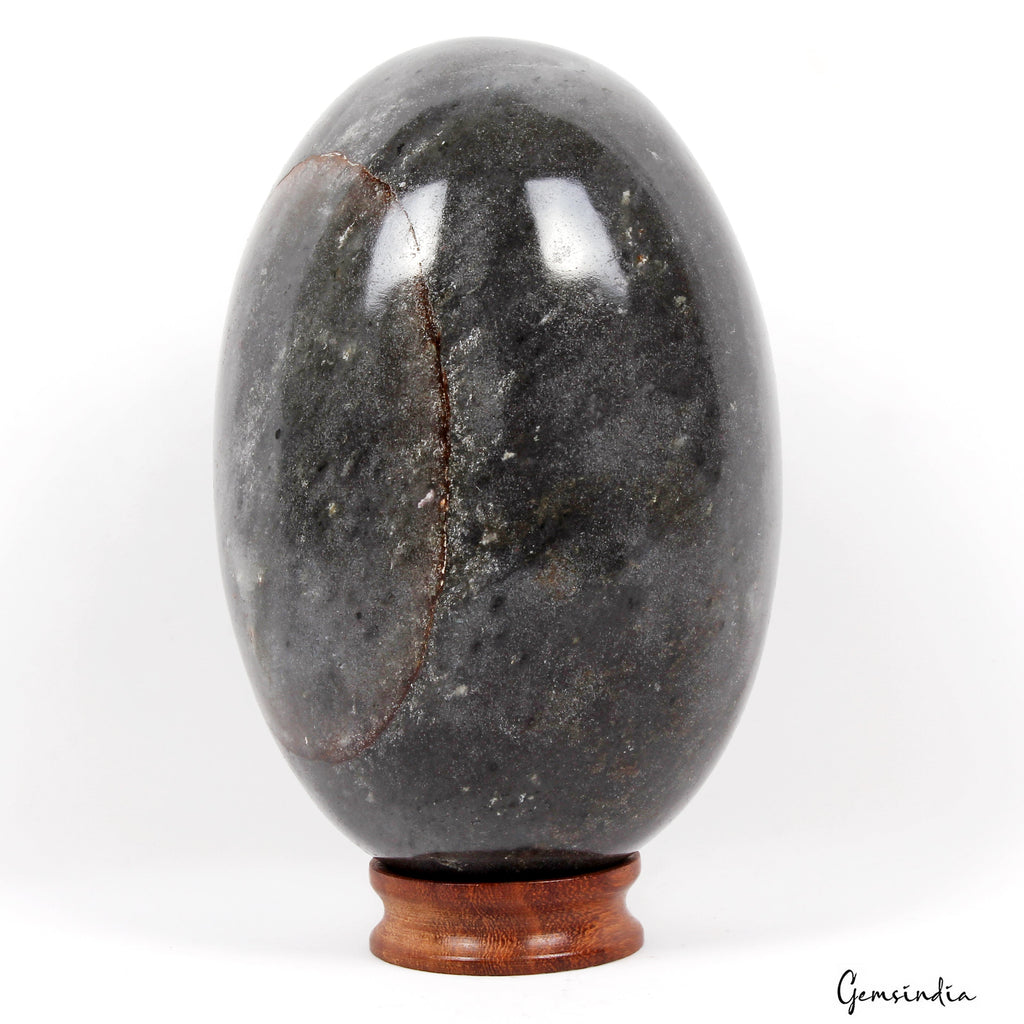 4740Ct Natural Gray Kiwi Jasper Healing Crystal Mineral Egg Shape Gem With Stand