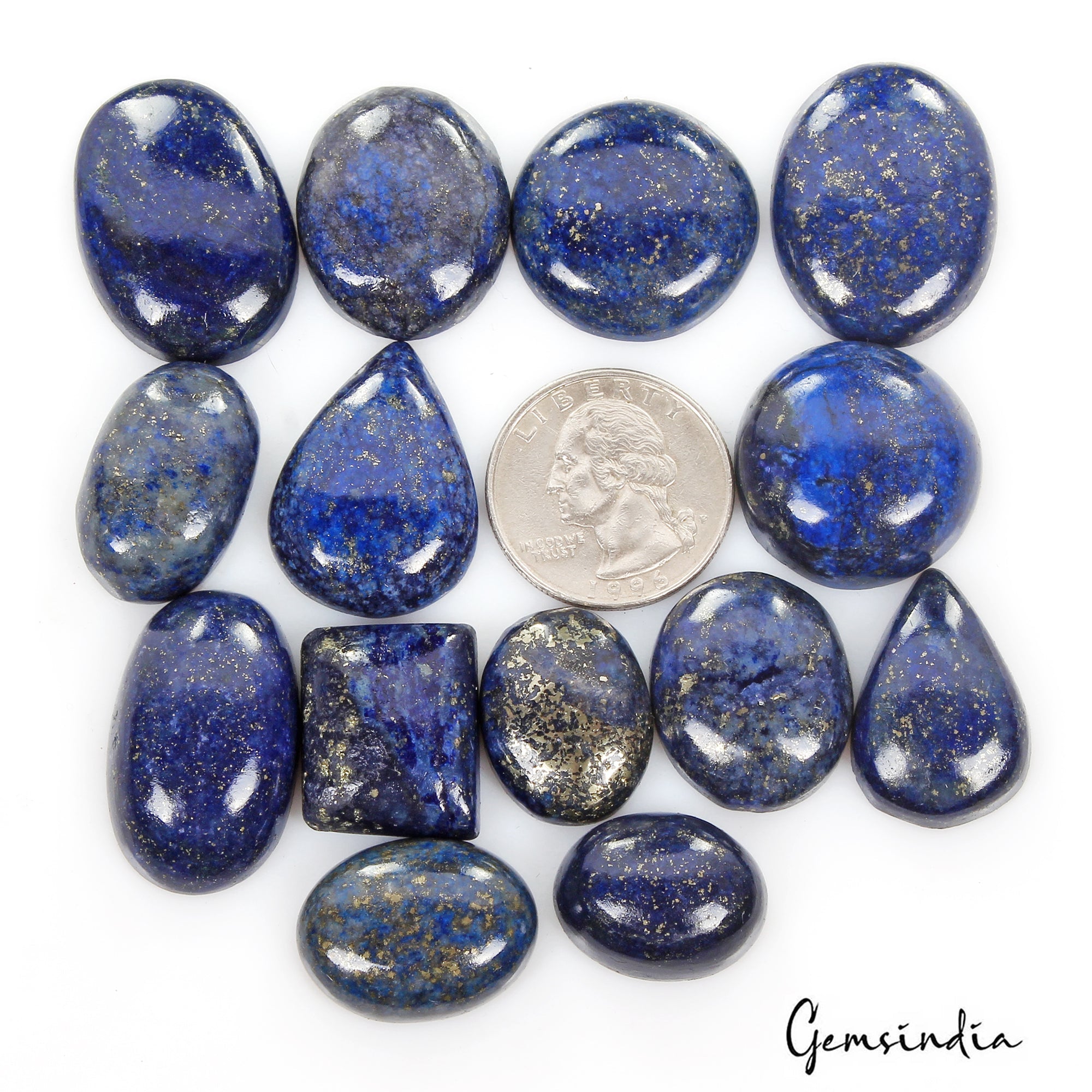 440 Ct/14 Pcs Natural Blue Lapis Lazuli Gold Flecks Mix Cab Loose Wholesale Gems